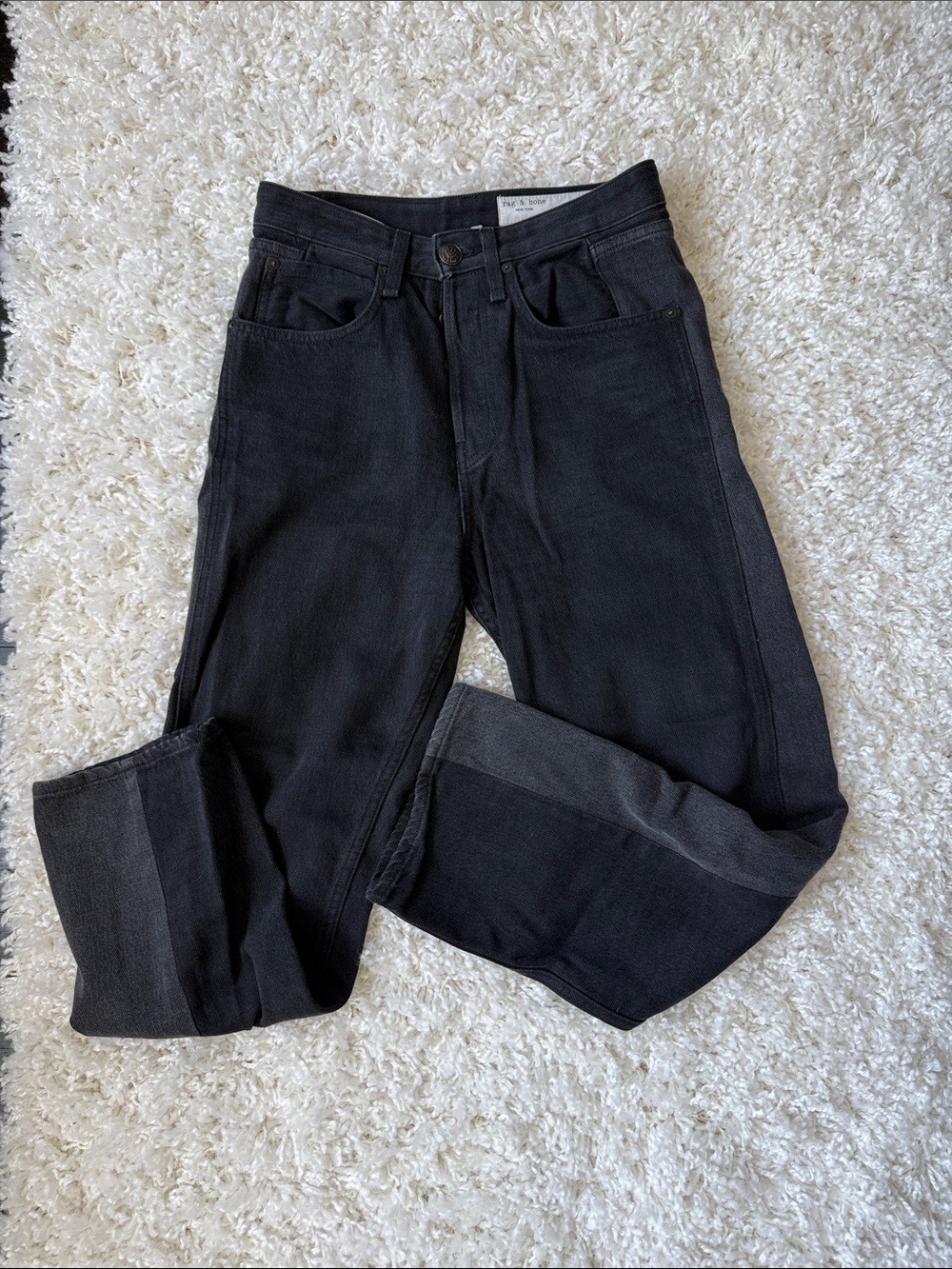 rag & bone Straight-Leg Jeans in Black Wash